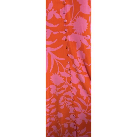 Talbots Dress Womens 10 Orange Pink Button Up Fairy Whimsical Boho Cottagecore - Picture 4 of 11